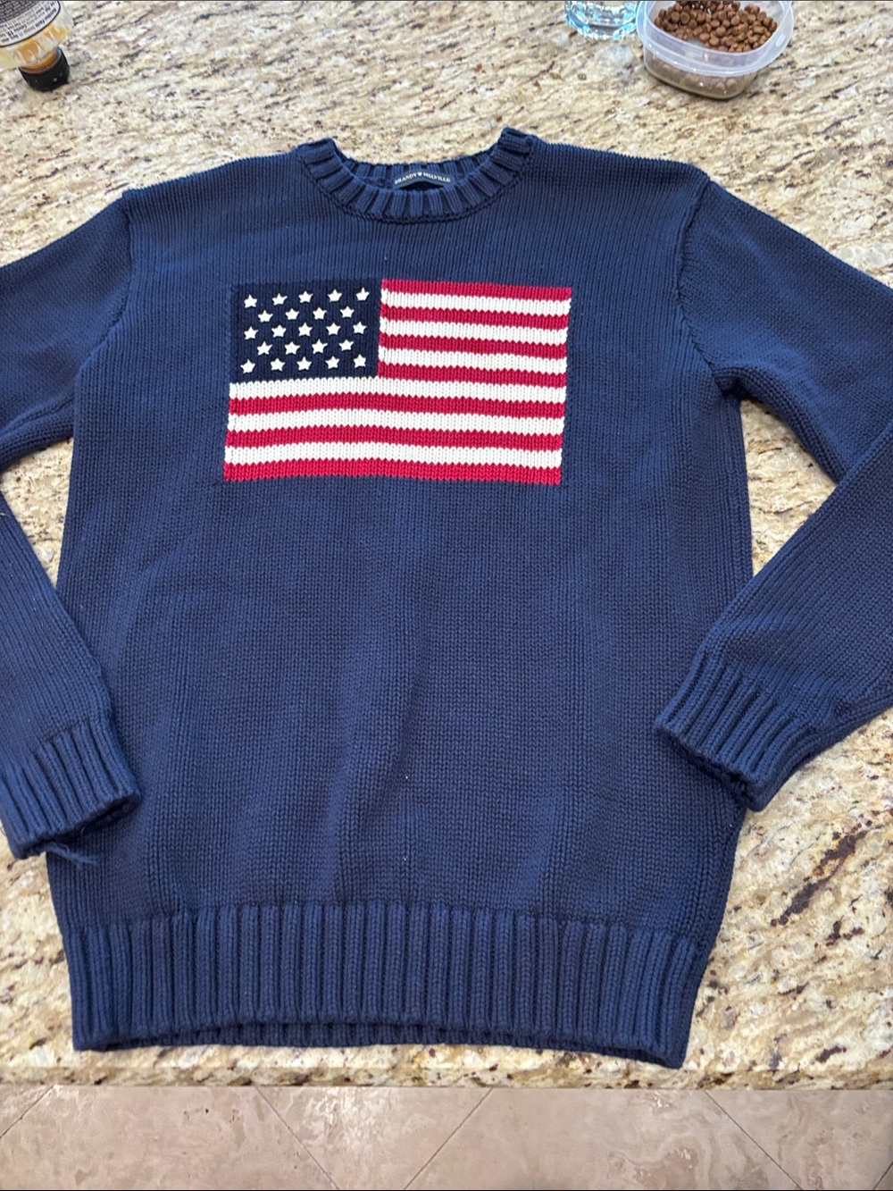 Brandy Melville Navy Crewneck Sweater with Flag